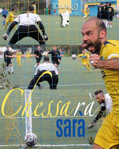 Giacomo Chessa (Muravera) autore del gol del 2-1 nel derby