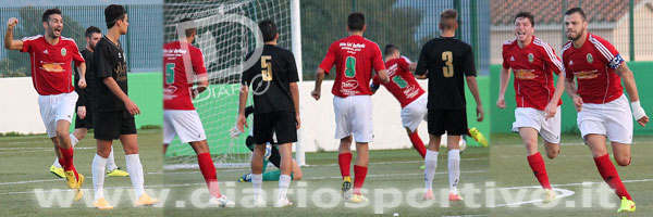 Il gol dell'1-1 di Pablo Gutierrez che poi esulta insieme con Figos e De Martino