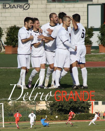 Delrio, autore del 1° gol dell'Olbia, su assit di Siazzu Delrio, autore del 1° gol dell'Olbia, su assit di Siazzu