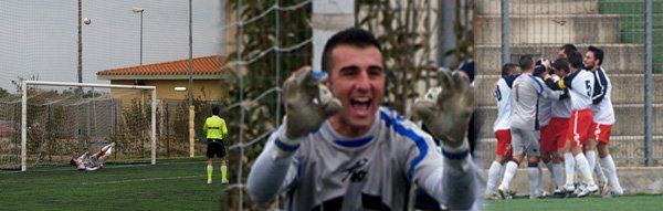 Il rigore parato da Fabio Toro, l'esultanza del portiere e i giocatori dopo il vantaggio Il rigore parato da Fabio Toro, l'esultanza del portiere e i giocatori dopo il vantaggio