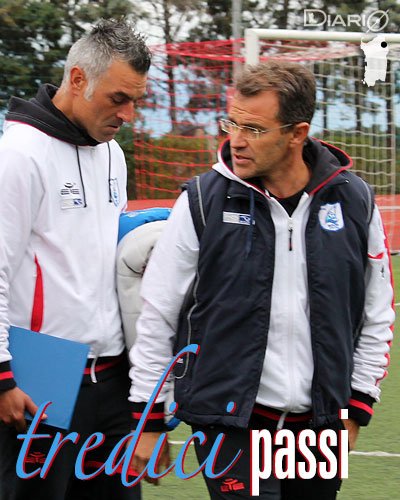 Il vice-allenatore Stefano Medda con Giuseppe Bacciu