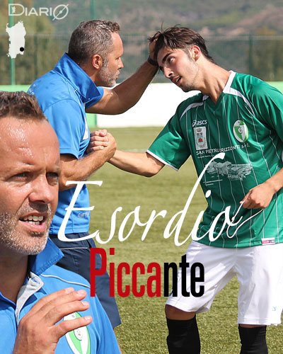 Andrea Piccarreta con Federico Anedda in gol col Muravera