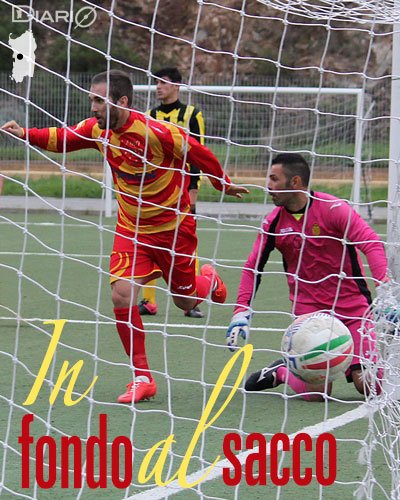 Il gol di Chergia (Ghilarza), battuto Cinus (Porto Corallo)