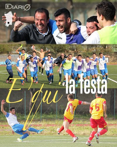 Paolo Busanca e Antonio Mesina festeggiato dopo un gol