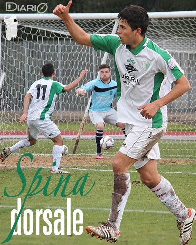 Matteo Spina (Arzachena) autore di due gol contro il Selargius