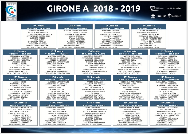 Il calendario completo del girone A di Lega Pro